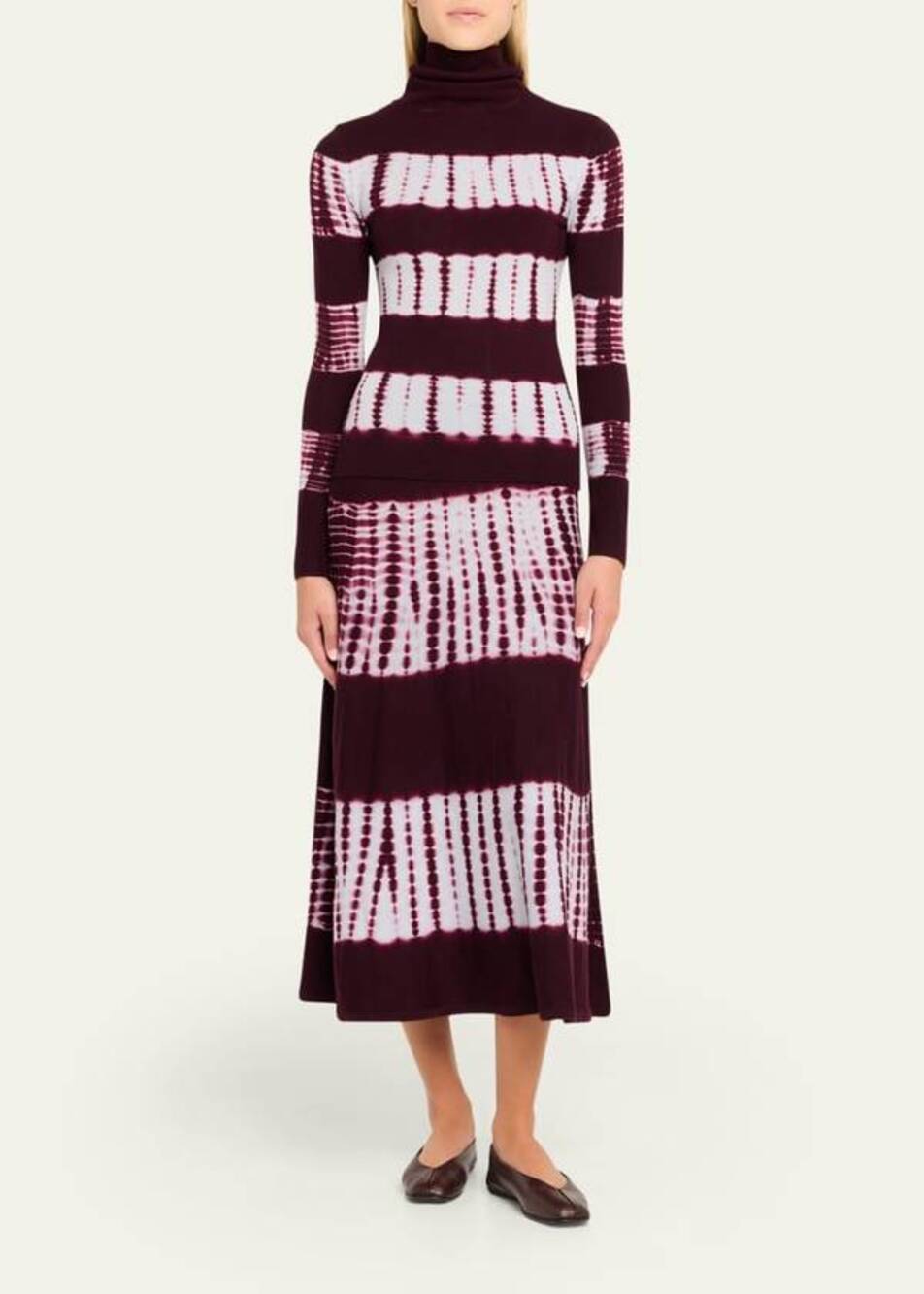 Cara Cara Lilith Midi Skirt in Wine Sky Tie Dye M